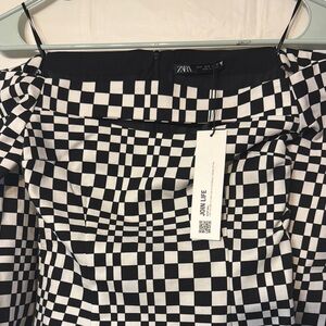 Zara Black and White Checkered Dress